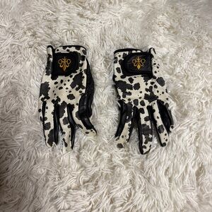 Women’s Size 7/8 Fior Da Liso Cow Print Leather Horseback Riding Gloves